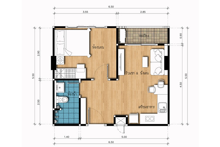 1 Bedroom ในโครงการ กัลปพฤกษ์ ซิตี้ พลัส ราชบุรี, ภาพที่ 4