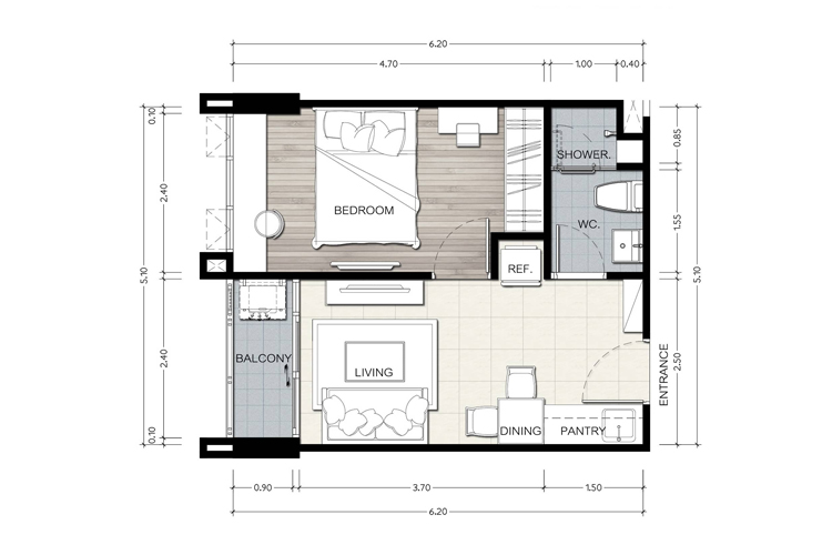 1 Bedroom ในโครงการ เดอะ วิลล์ เอ็กซ์เพรส รัชโยธิน, ภาพที่ 4