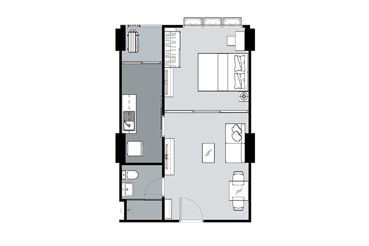 1 Bedroom ในโครงการ ศุภาลัย ปาร์ค สถานีแยกไฟฉาย, ภาพที่ 4