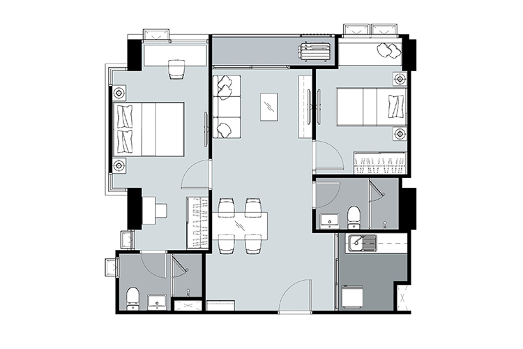 2 Bedroom ในโครงการ ศุภาลัย ปาร์ค สถานีแยกไฟฉาย, ภาพที่ 4
