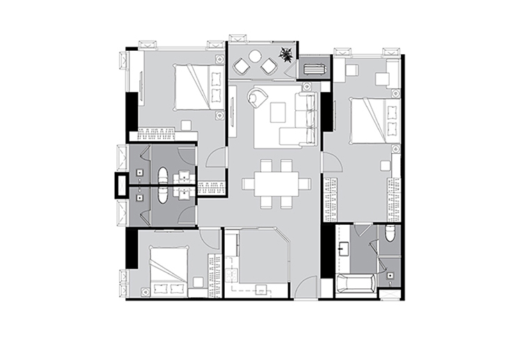 3 Bedroom ในโครงการ ศุภาลัย ไอคอน สาทร, ภาพที่ 4