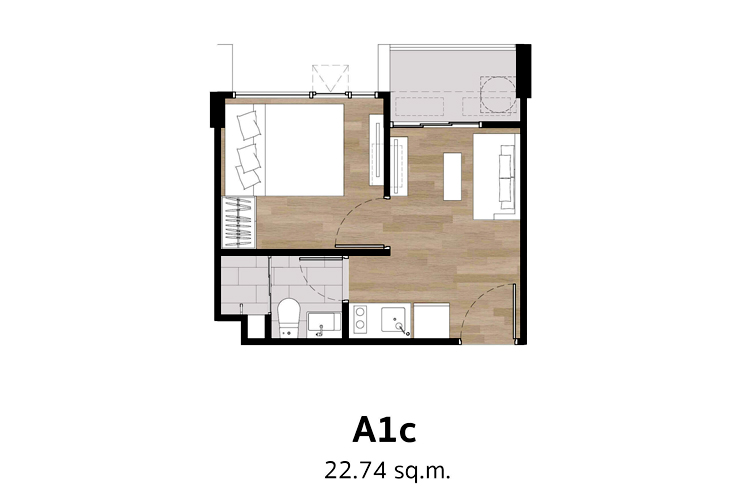 1 Bedroom ในโครงการ บราวน์ คอนโด ห้วยขวาง, ภาพที่ 4