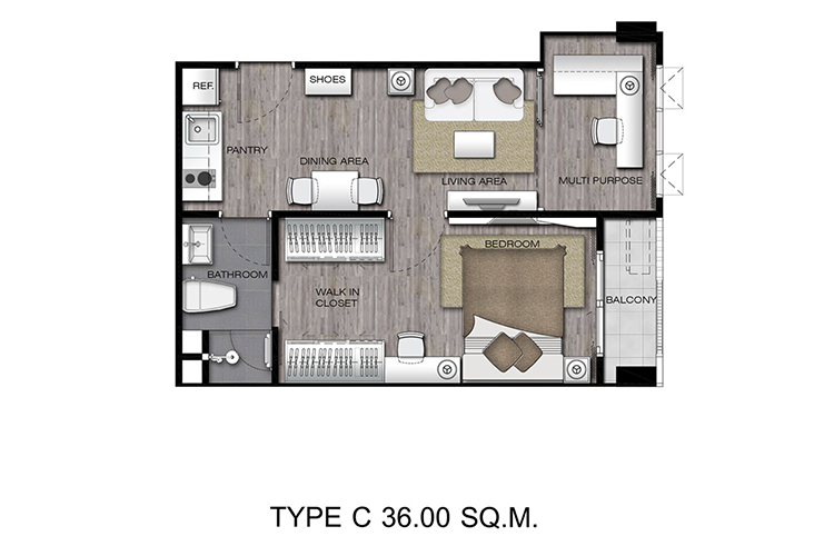 1 Bedroom ในโครงการ ดิ เอท คอลเลคชั่น วิสุทธิกษัตริย์, ภาพที่ 4