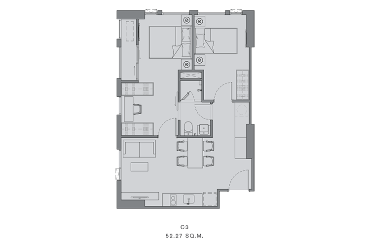 2 Bedroom ในโครงการ แชปเตอร์ จุฬา-สามย่าน, ภาพที่ 4