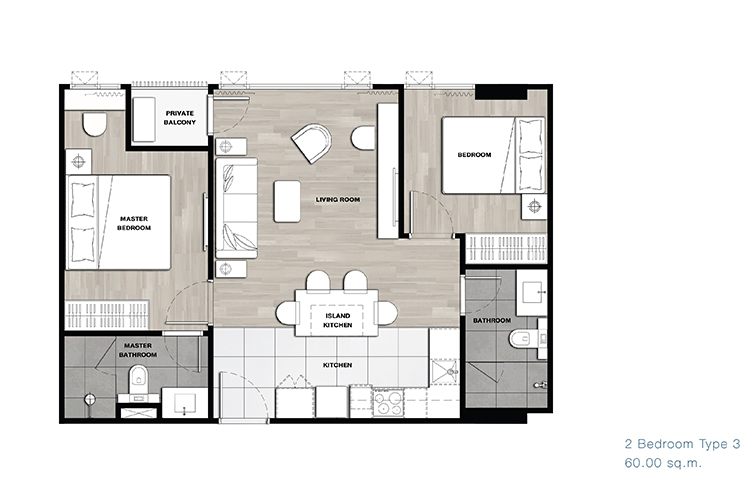 2 Bedroom ในโครงการ คาร่า อารีย์-พระราม 6, ภาพที่ 4