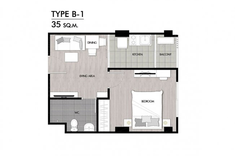 1 Bedroom ในโครงการ เดอะ นิช ไอดี พระราม 2 เฟส 1, ภาพที่ 4