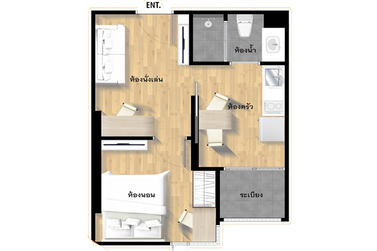1 Bedroom ในโครงการ เจดับบลิว สเตชั่น แอท รามอินทรา, ภาพที่ 4