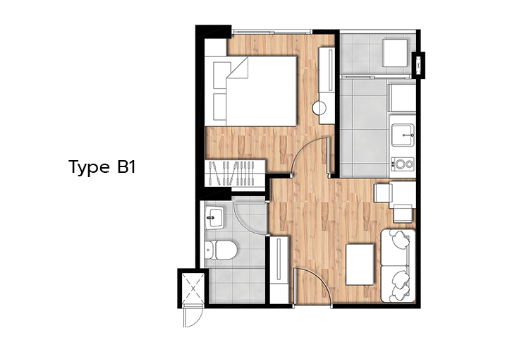 1 Bedroom ในโครงการ ดีมาร์ก คอนโด @สุทธิสาร, ภาพที่ 4