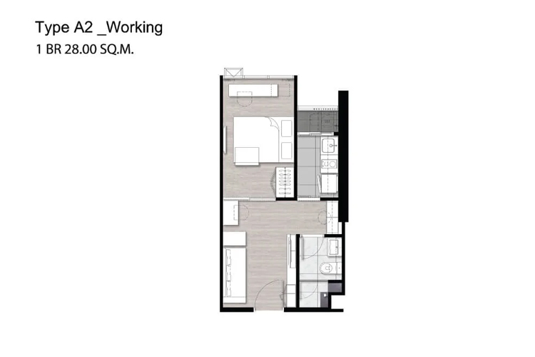 1 Bedroom Type A ในโครงการ นิช ไพรด์ เตาปูน-อินเตอร์เชนจ์, ภาพที่ 4