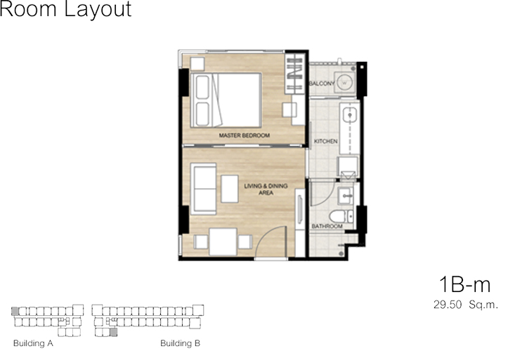 แบบห้อง 1 Bedroom ในโครงการ ดีคอนโด โคโค่ แยกท่ากูบ, ภาพที่ 4