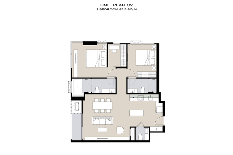 2 Bedroom ในโครงการ มิวนีค หลังสวน, ภาพที่ 4