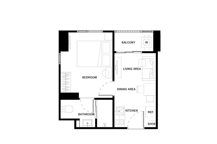 1 Bedroom ในโครงการ เดอะ เบส เพชรบุรี-ทองหล่อ, ภาพที่ 4