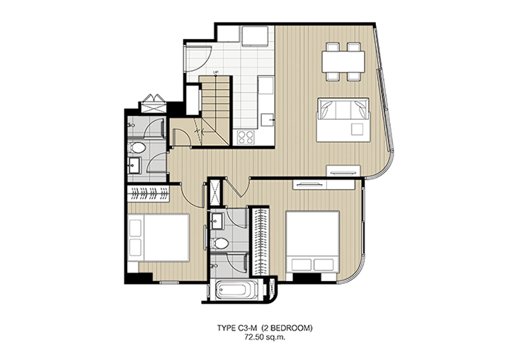 2 Bedroom ในโครงการ คิว ประสานมิตร, ภาพที่ 4