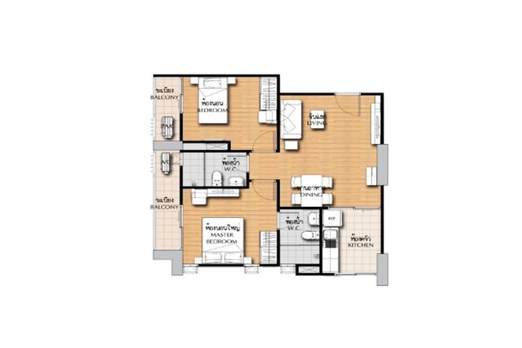 2 Bedroom (Family Suite) ในโครงการ ศุภาลัย ซิตี้ รีสอร์ท แจ้งวัฒนะ, ภาพที่ 4