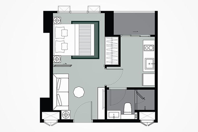1 Bedroom ในโครงการ วิสซ์ดอม สเตชั่น รัชดา-ท่าพระ, ภาพที่ 4