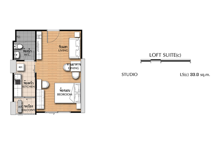 Studio ในโครงการ ศุภาลัย ลอฟท์ แอท สถานีตลาดพลู, ภาพที่ 4