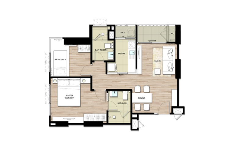2 Bedroom ในโครงการ เดอะ รูม สาทร-เซนต์หลุยส์, ภาพที่ 4