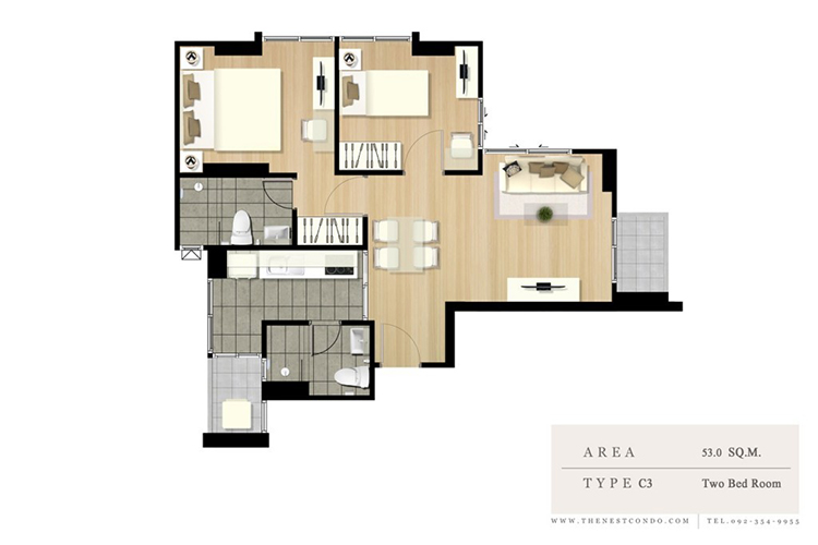 2 Bedroom ในโครงการ เดอะ เนสท์ สุขุมวิท 22, ภาพที่ 4