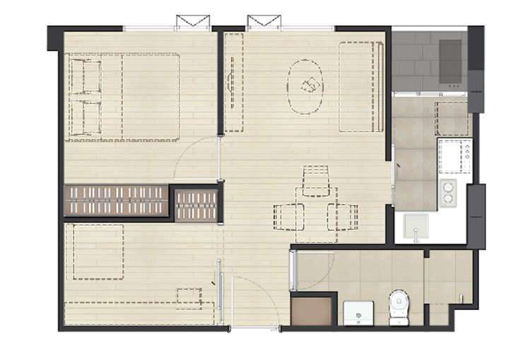 1 Bedroom ในโครงการ แชมเบอร์ส ชาน ลาดพร้าว-วังหิน, ภาพที่ 4