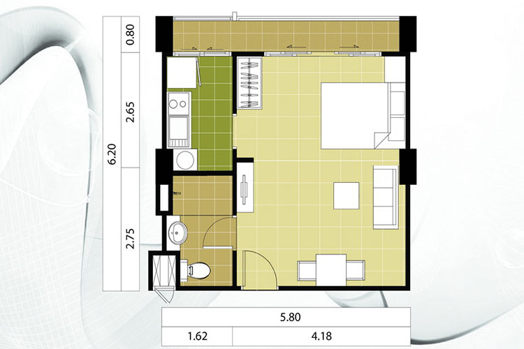 Studio ในโครงการ พาร์ค วิลเลจ อ่อนนุช - สุวรรณภูมิ, ภาพที่ 4