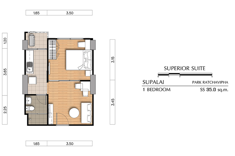 1 Bedroom ในโครงการ ศุภาลัย ปาร์ค รัชวิภา, ภาพที่ 4