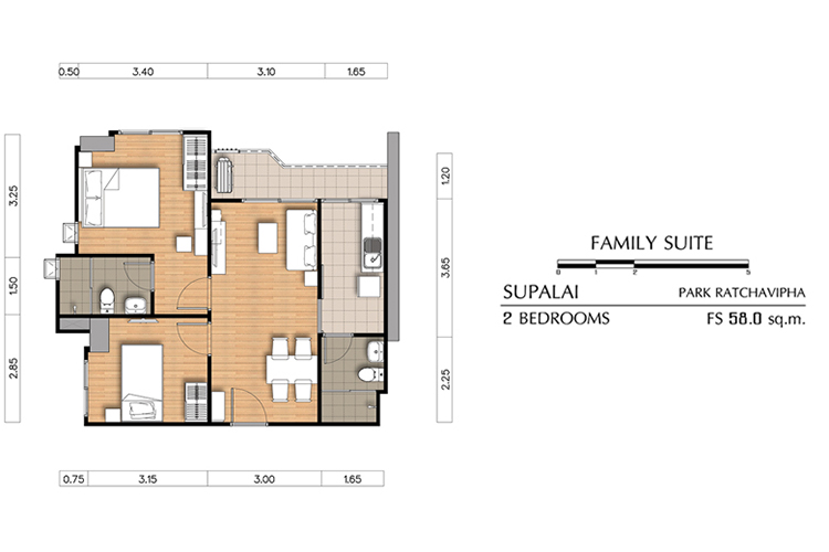 2 Bedroom ในโครงการ ศุภาลัย ปาร์ค รัชวิภา, ภาพที่ 4