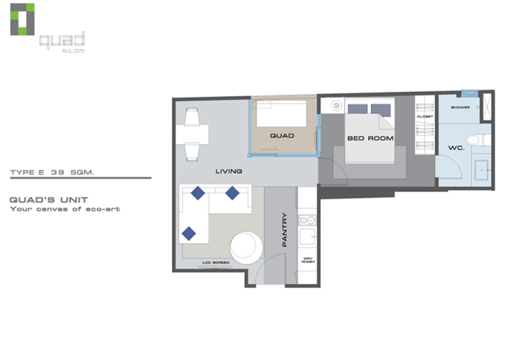 1 Bedroom ในโครงการ ควอด สีลม, ภาพที่ 4