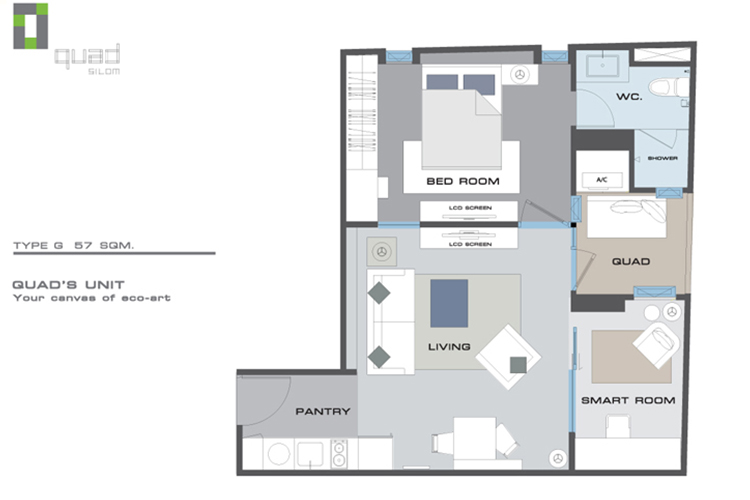 2 Bedroom ในโครงการ ควอด สีลม, ภาพที่ 4