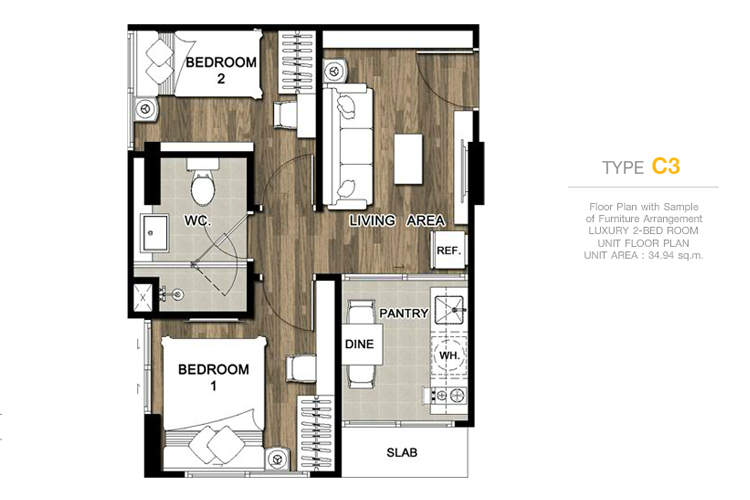 2 Bedroom ในโครงการ ชาโตว์ อินทาวน์ สุขุมวิท 64/1, ภาพที่ 4