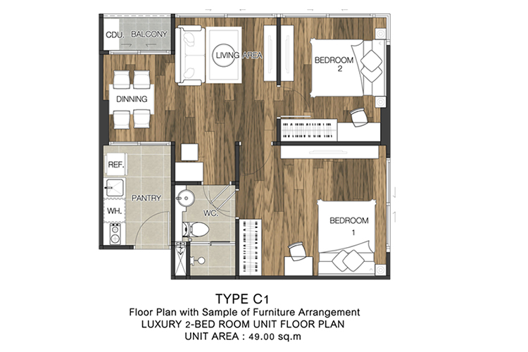 2 Bedroom ในโครงการ ชาโตว์ อินทาวน์ สุขุมวิท 62/1 เฟส 2, ภาพที่ 4