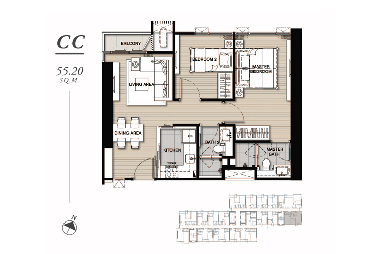2 Bedrooms ในโครงการ วิสซ์ดอม เอสเซ้นส์ สุขุมวิท, ภาพที่ 4
