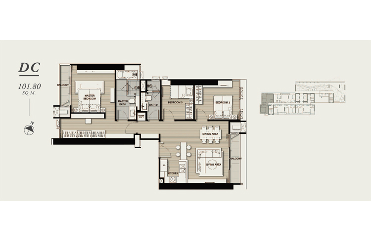 3 Bedrooms ในโครงการ วิสซ์ดอม เอสเซ้นส์ สุขุมวิท, ภาพที่ 4
