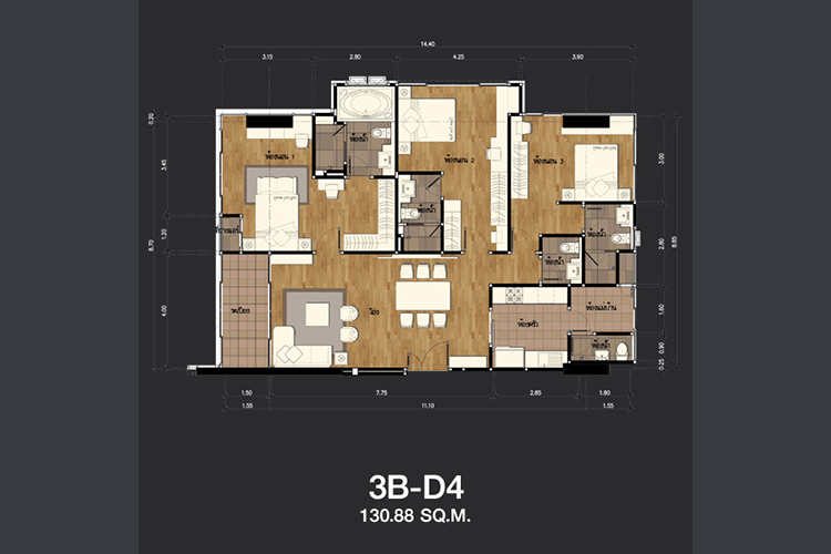 3 Bedroom ในโครงการ เดอะโคสต์ แบงค็อก, ภาพที่ 4