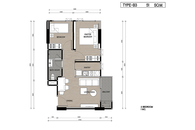 2 Bedroom ในโครงการ ดิ ยูนิค สุขุมวิท 62/1, ภาพที่ 4