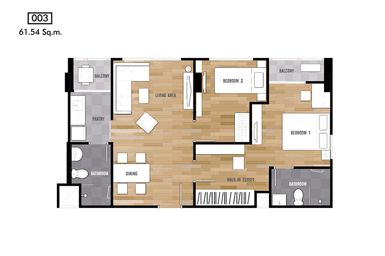 2 Bedroom ในโครงการ นิช โมโน พีค บางนา, ภาพที่ 4