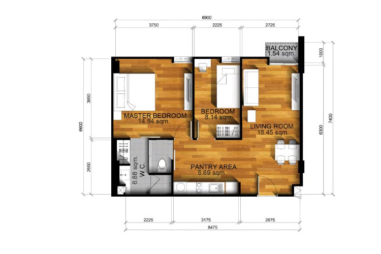 1 Bedroom ในโครงการ พาร์ค เอ็กซ์โซ พลัส เกษตร-นวมินทร์, ภาพที่ 4