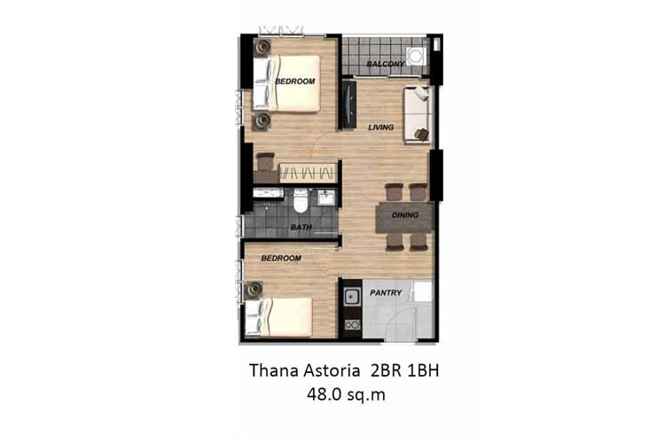 2 Bedroom Type A ในโครงการ เดอะ พาร์คแลนด์ จรัญ-ปิ่นเกล้า, ภาพที่ 4