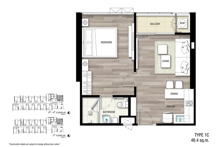1 Bedroom ในโครงการ 333 ริเวอร์ไซด์, ภาพที่ 4