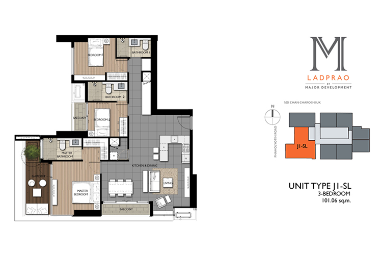 3 Bedroom (ขายแล้ว) ในโครงการ เอ็ม ลาดพร้าว, ภาพที่ 4
