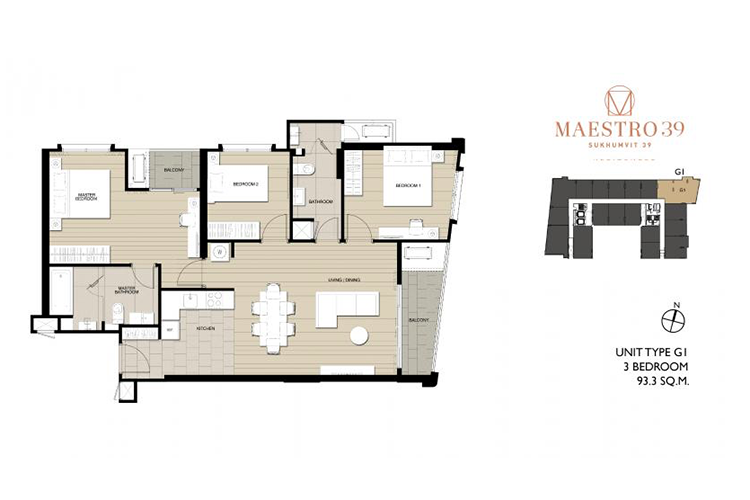 3 Bedroom (ขายแล้ว) ในโครงการ มาเอสโตร สุขุมวิท 39, ภาพที่ 4