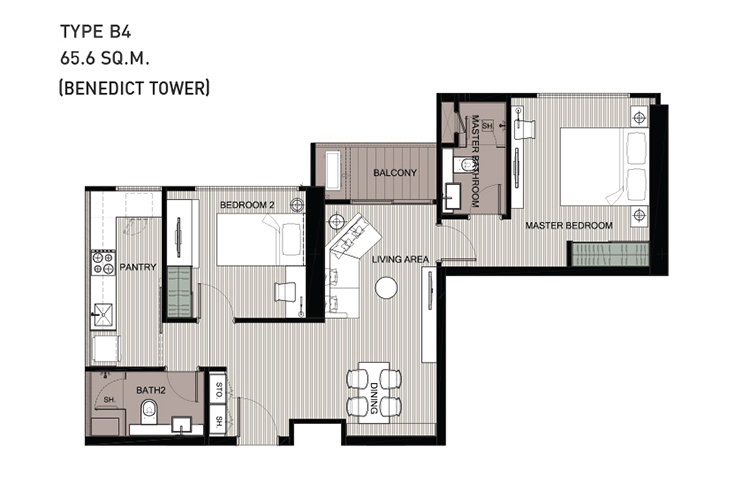 2 Bedroom ในโครงการ เดอะ เซนต์ เรสิเดนเซส, ภาพที่ 4