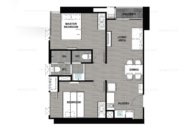 2 Bedroom (ขายแล้ว) ในโครงการ เซ็นทริค ซี พัทยา, ภาพที่ 4