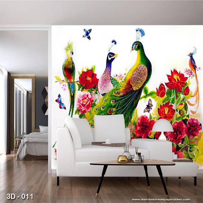 Wallpaper 3d Custom Dinding Motif Lukisan Burung 3d 011