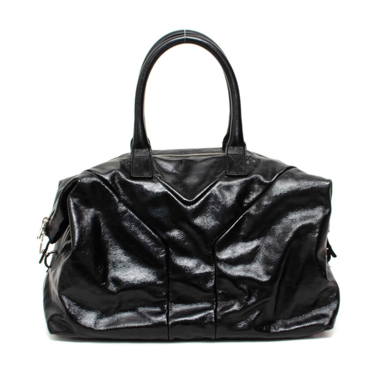 Black Patent Leather Easy Y Zip Tote Bag