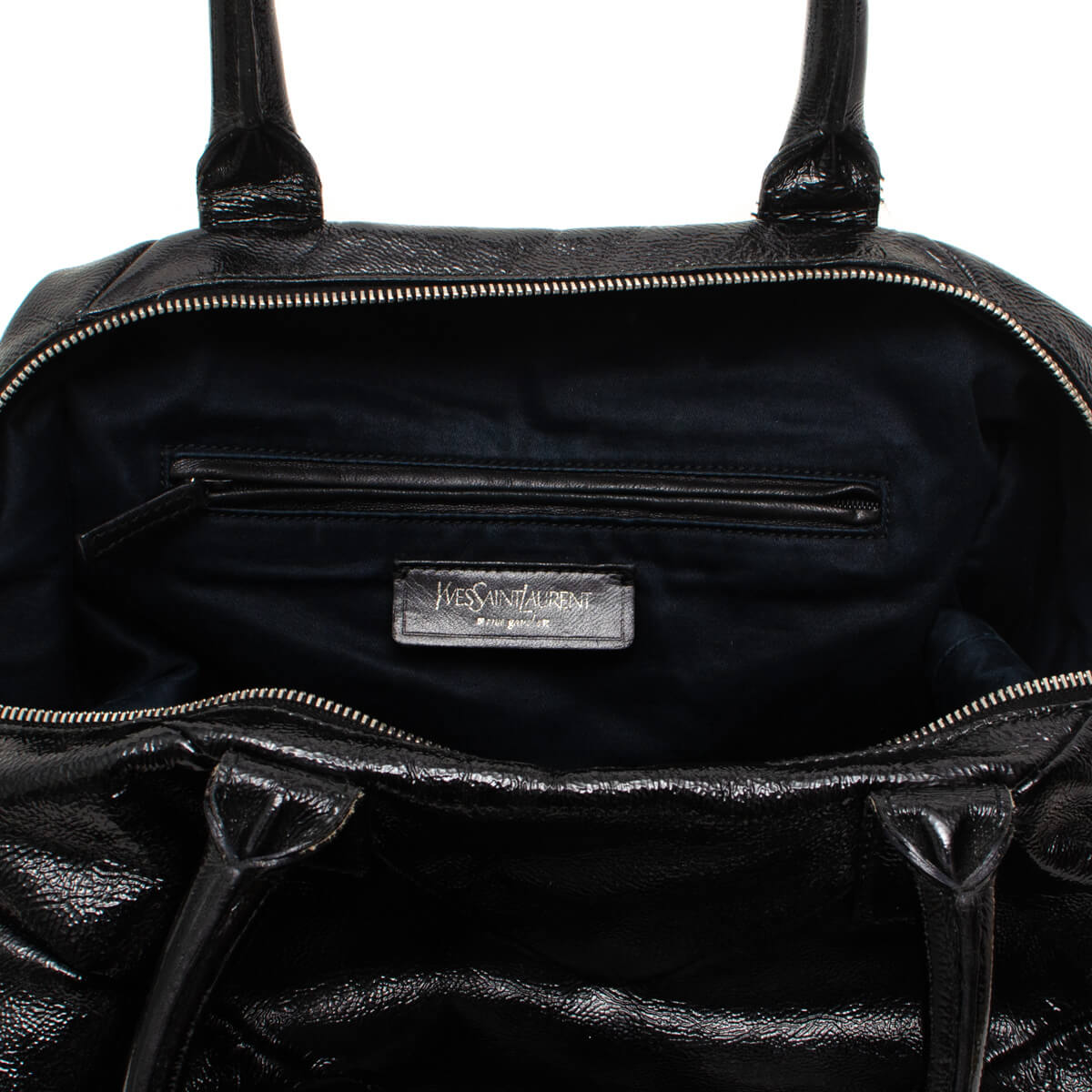 Black Patent Leather Easy Y Zip Tote Bag