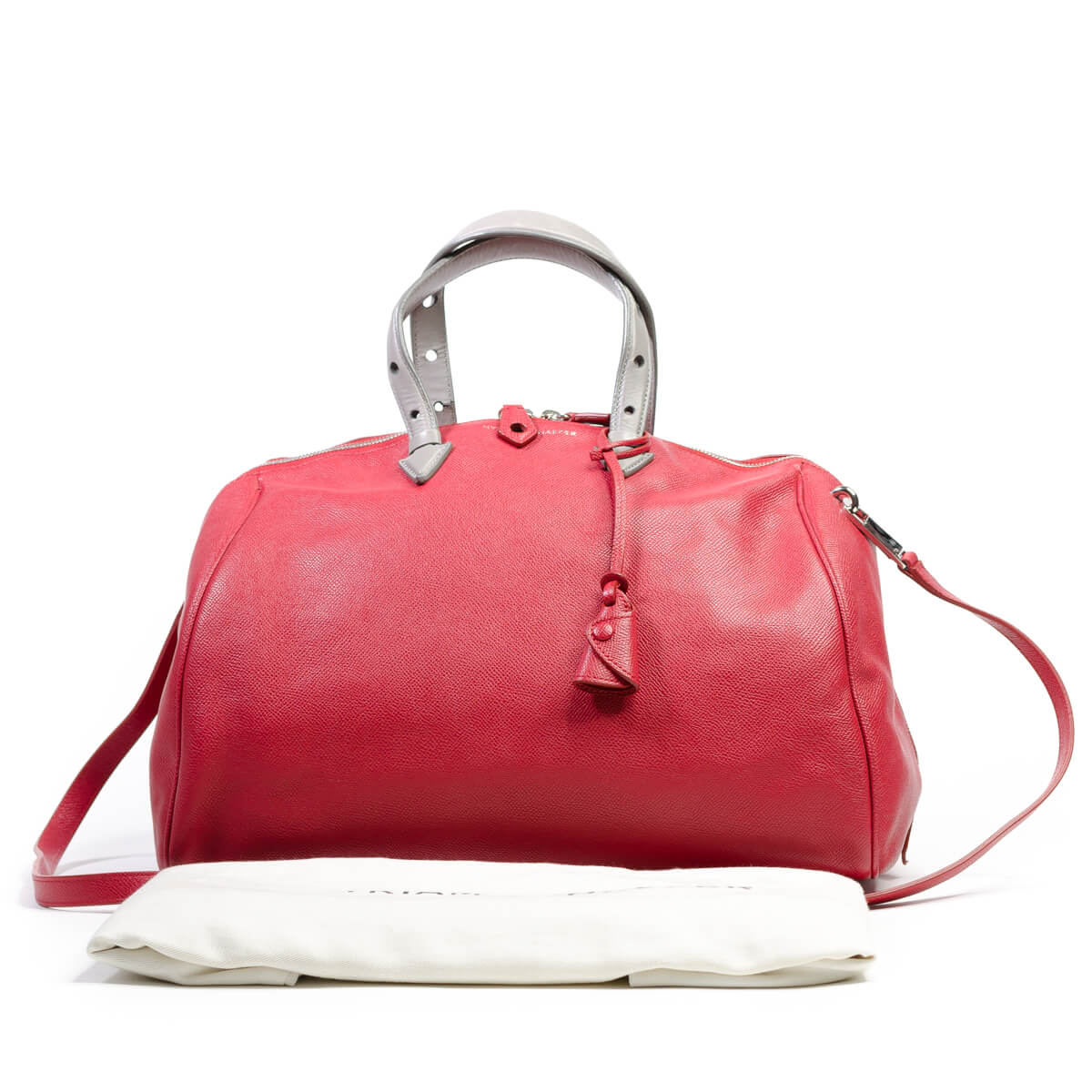 Joyce Red Leather Bowling Bag