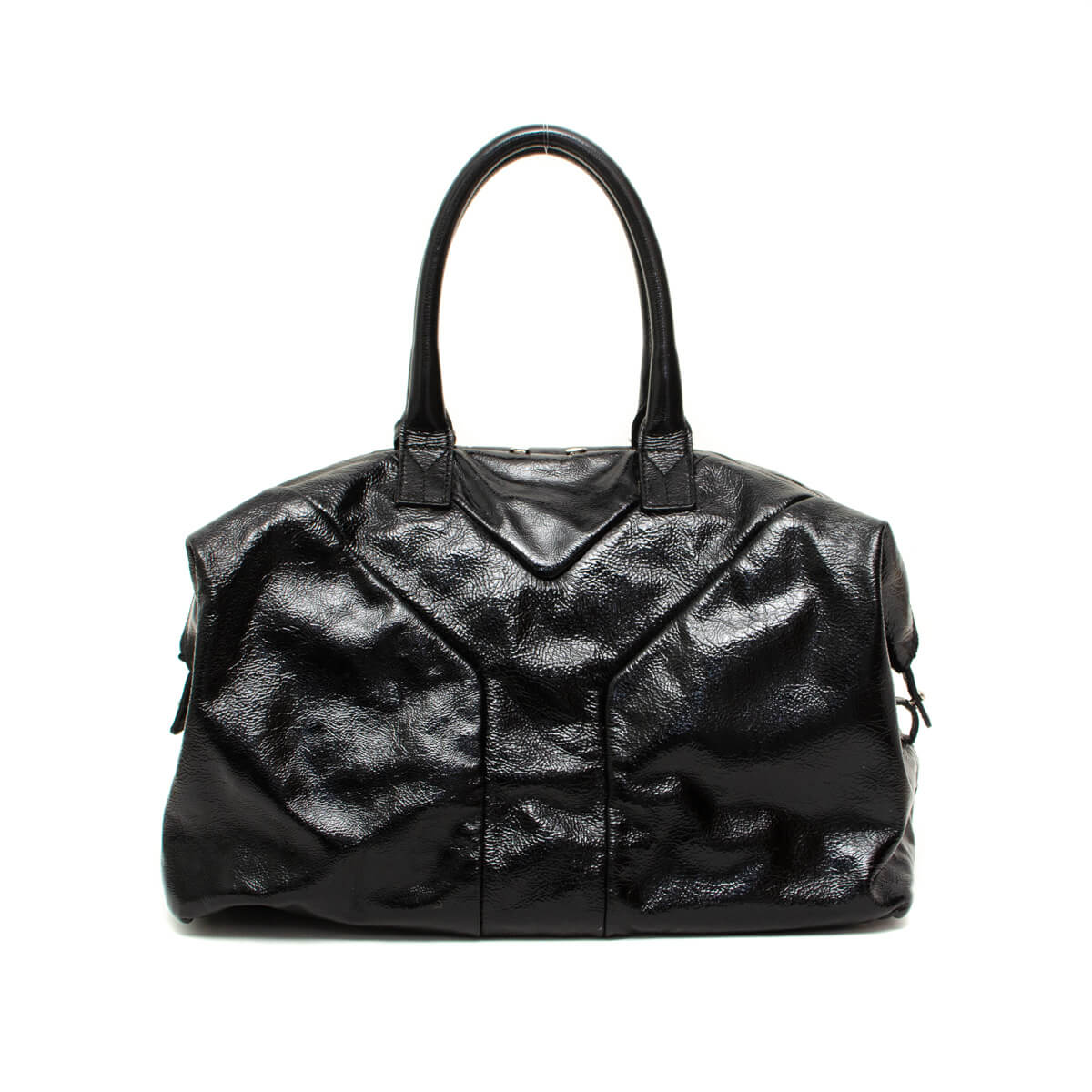 Black Patent Leather Easy Y Zip Tote Bag