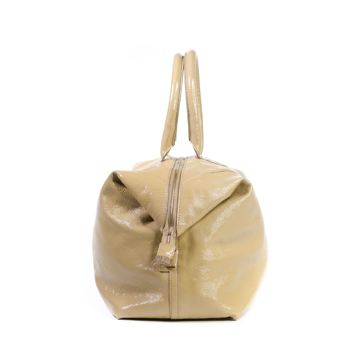 cream patent bag