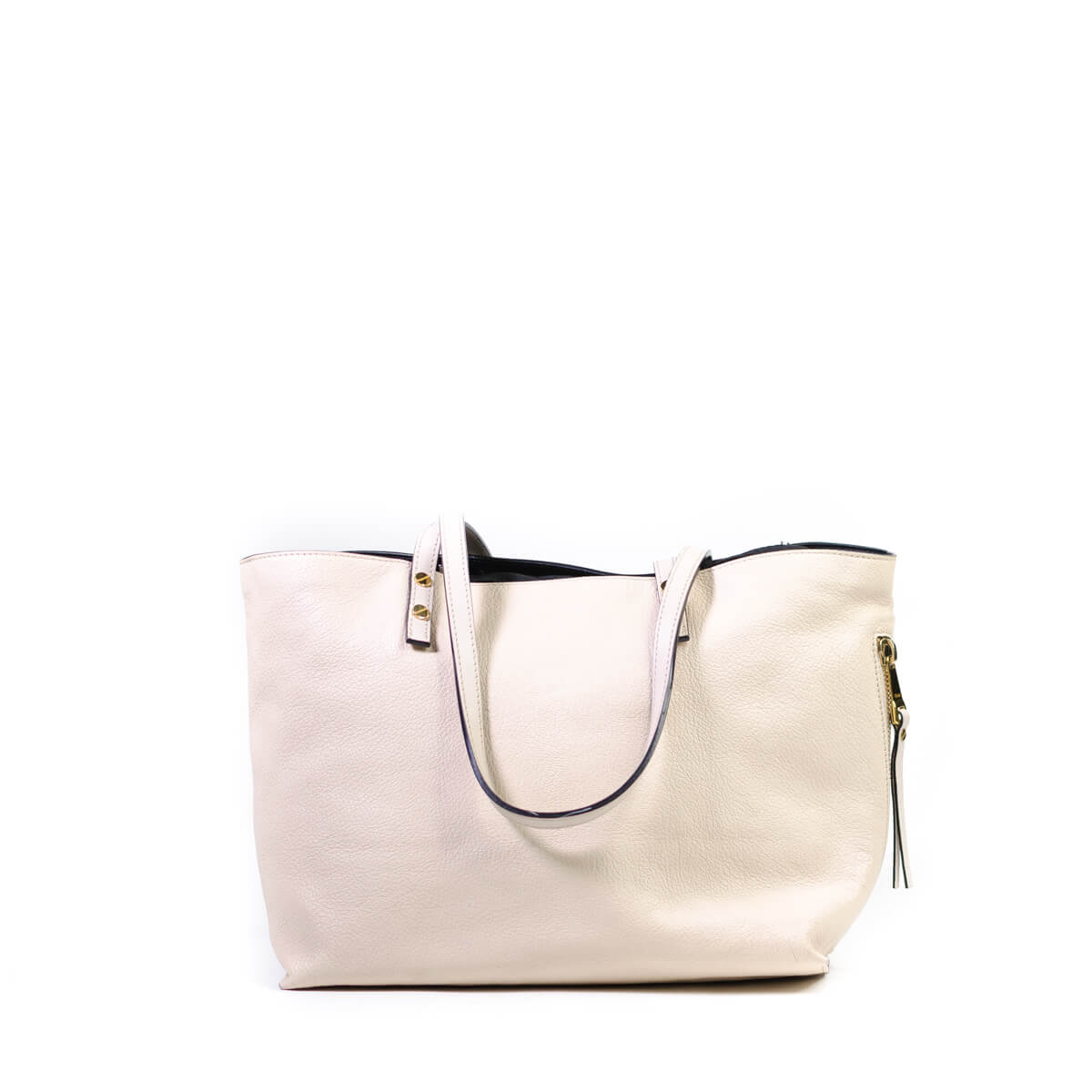 Dilan East West White Leather Tote Bag
