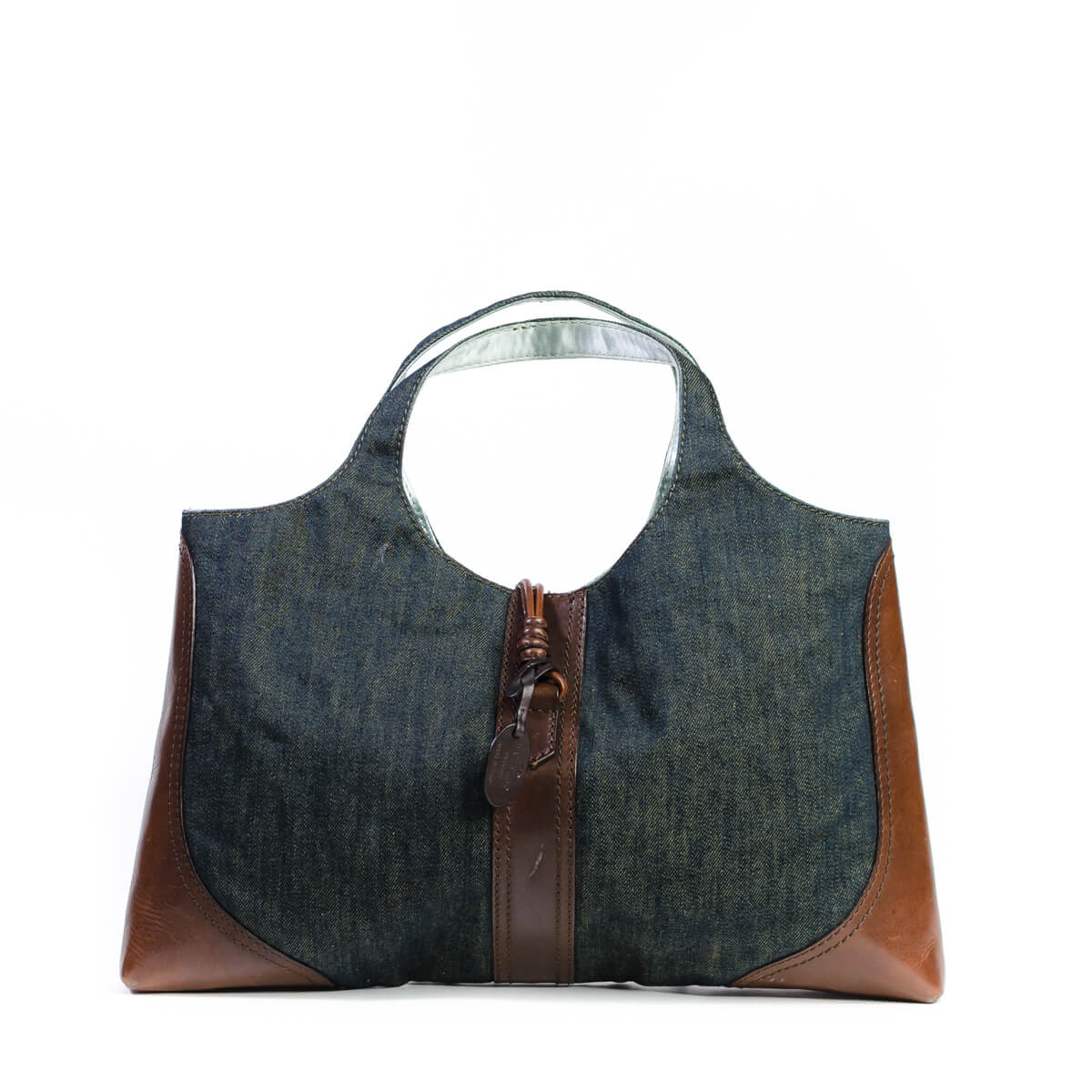 Denim Floral Patched Handbag